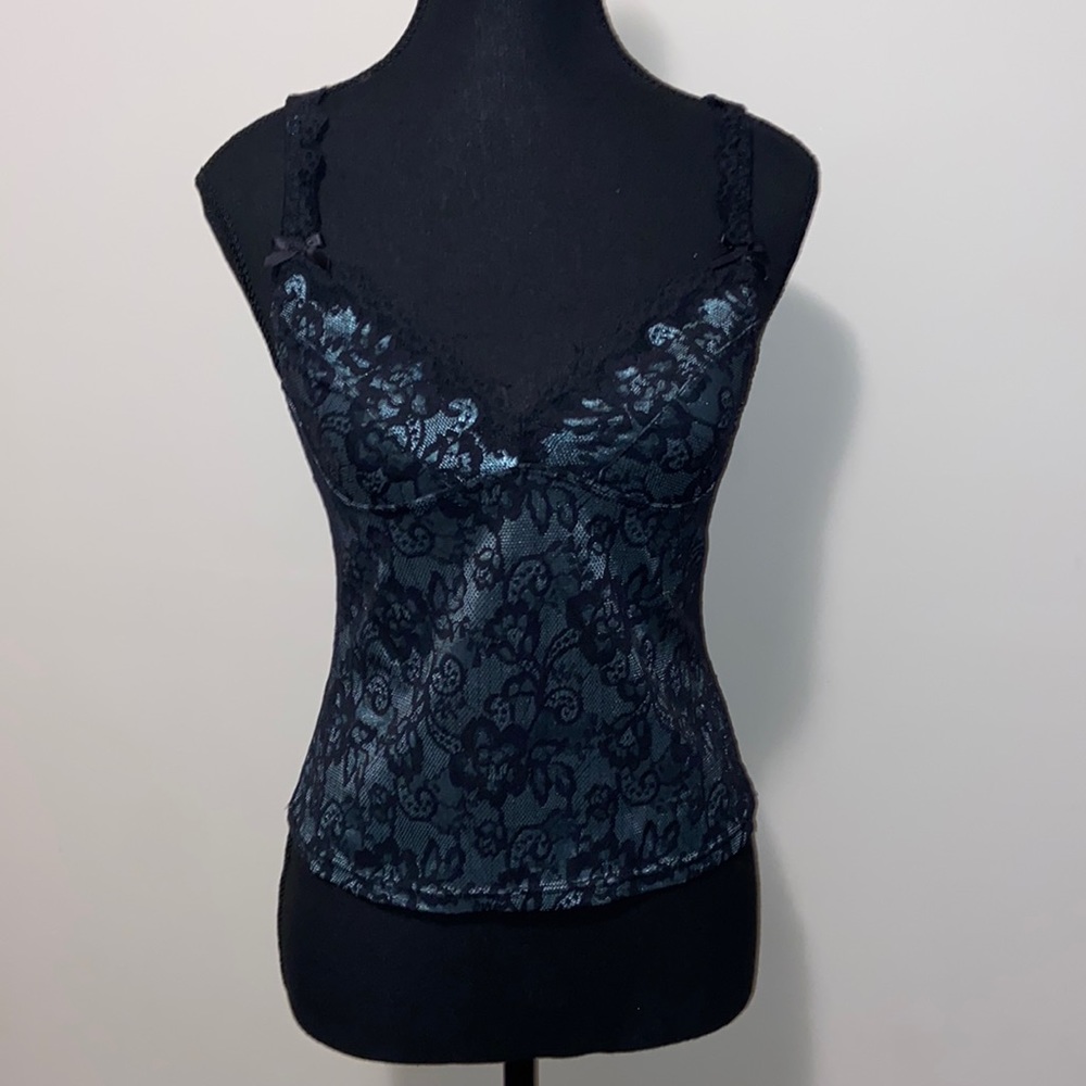 Lace shiny green strap top. Fits like a Size SMALL but no tags. Camisole.